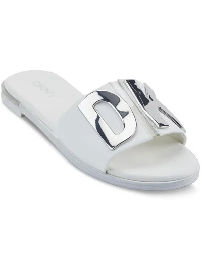 Shop Dkny Waltz Womens Leather Open Toe Flatform Sandals In White