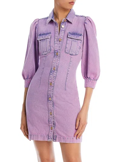 Shop Essentiel Antwerp Womens Denim Short Mini Dress In Purple
