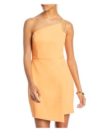 Shop Bcbgmaxazria Womens Asymmetric Neck Mini Cocktail And Party Dress In Orange