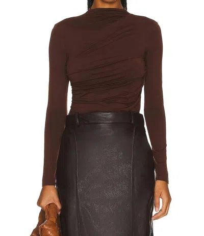Shop Enza Costa Jersey Twist Top In Saddle Brown