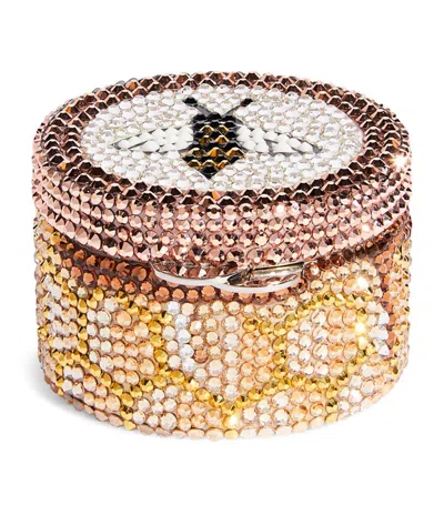 Shop Judith Leiber Crystal-embellished Honey Jar Pillbox In Gold
