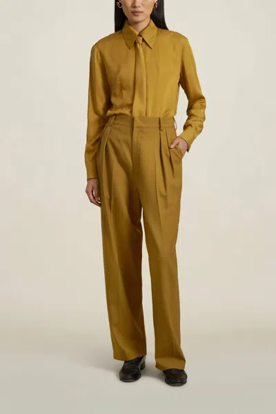 Shop Kallmeyer Houghton Pleated Trouser In Chartreuse In Brown