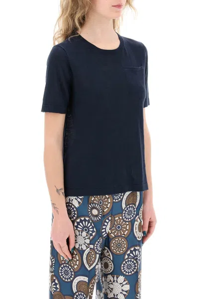 Shop 's Max Mara Novara Linen Knit T-shirt In Blue