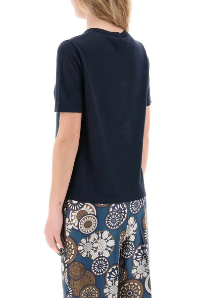 Shop 's Max Mara Novara Linen Knit T-shirt In Blue