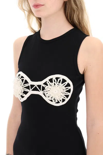 Shop Magda Butrym Sleeveless Top With Crochet Details In Black