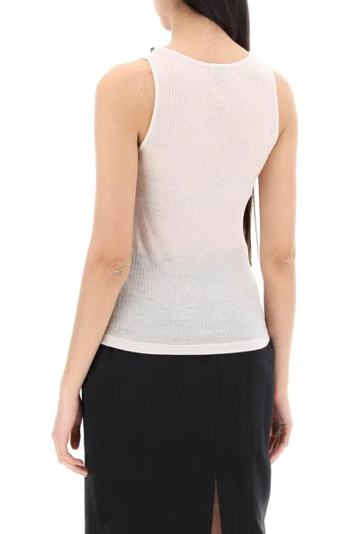 Shop Saint Laurent Sleeveless Cassandre Top In In White