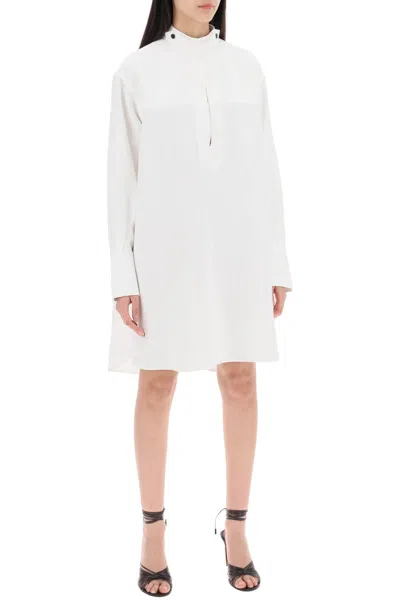 Shop Ferragamo Linen Blend Tunic Dress In White