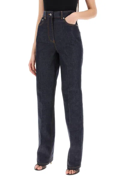 Shop Ferragamo Straight Jeans With Contrasting Stitching Details. In Blue