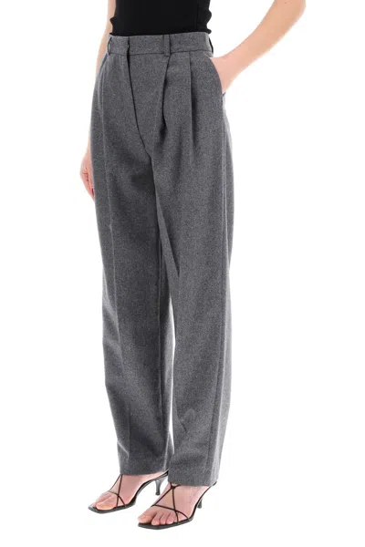 Shop Totême Lightweight Tailored Flannel Trousers In Grey
