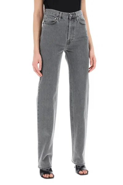 Shop Totême Classic Cut Organic Denim Jeans With L34 Length In Grey