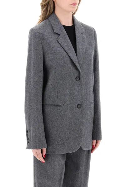 Shop Totême Tailored Flannel Jacket For In Grey