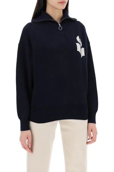 Shop Marant Etoile Azra Sweater With Jacquard  Logo In Blue