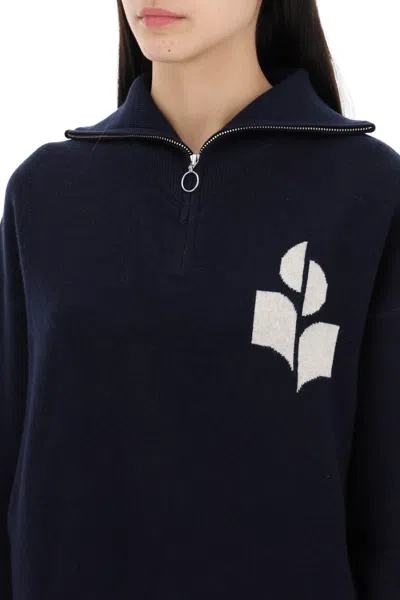 Shop Marant Etoile Azra Sweater With Jacquard  Logo In Blue