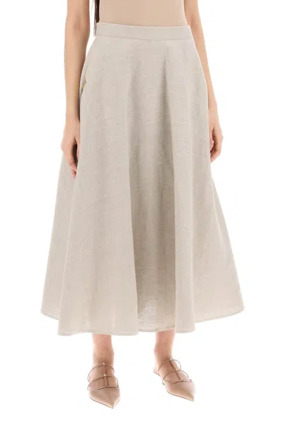 Shop Valentino Linen Canvas Skirt For Women In Neutro
