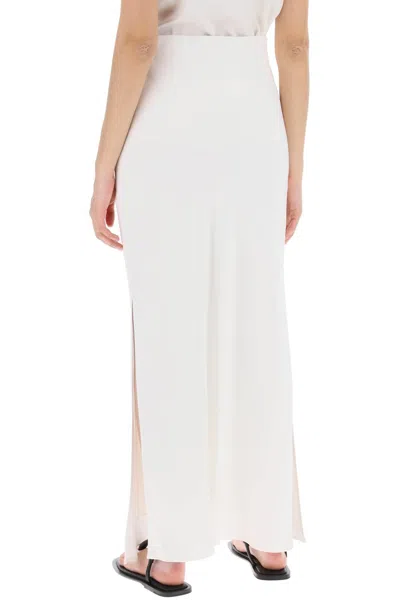 Shop Brunello Cucinelli Maxi Skirt With Fluid Bias In White