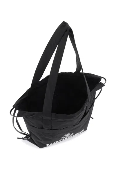 Shop Moncler Drawstring Aq Tote Bag With In Black