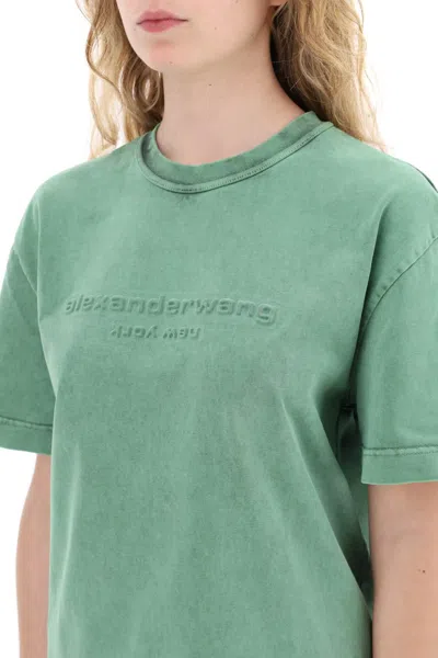 Shop Alexander Wang "raised Logo T-shirt With Emb In Green