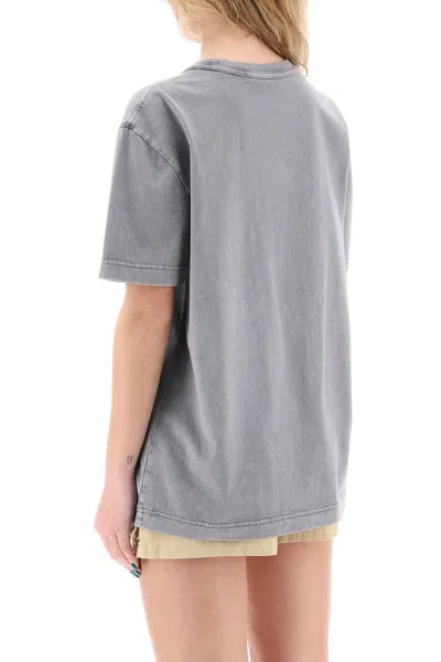 Shop Alexander Wang "raised Logo T-shirt With Emb In Grey