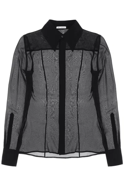Shop Ami Alexandre Mattiussi Semi-transparent Silk Shirt In Black