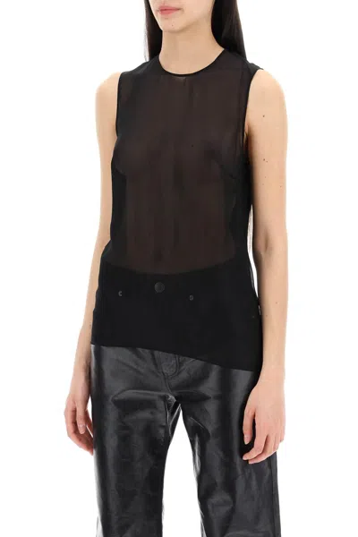Shop Ami Alexandre Mattiussi Sleeveless Silk Top In In Black