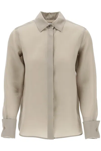 Shop Max Mara Nola Silk Organza Shirt In Italian In Neutro,grey