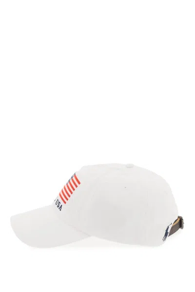 Shop Polo Ralph Lauren Baseball Cap In Twill With Embroidered Flag In White
