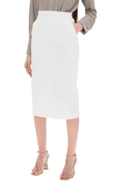 Shop Max Mara "denim Zulia Skirt In White