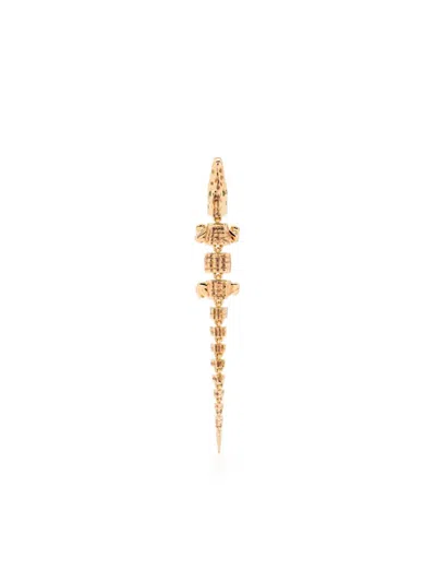 Bibi Van Der Velden 18kt Yellow Gold Alligator Vertebrae Bite Tsavorite Single Earring In Gold