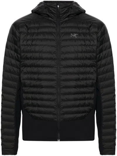 Shop Arc'teryx Black Grey Cerium Padded Hybrid Jacket