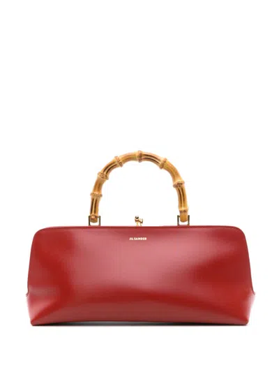 Shop Jil Sander Red Goji Small Leather Tote Bag