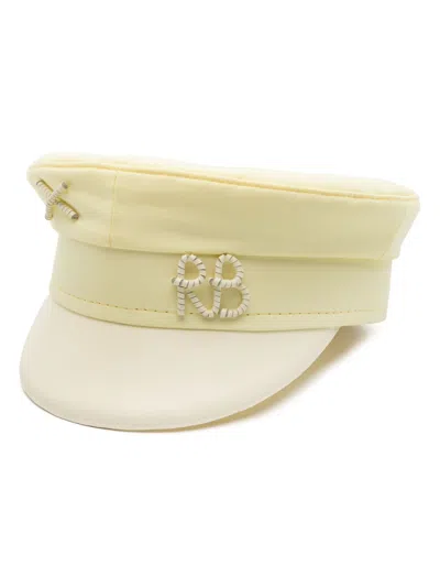 Shop Ruslan Baginskiy Yellow Monogram-appliqué Baker Boy Hat