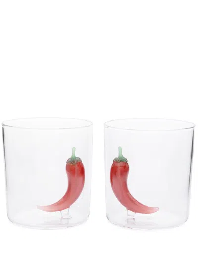 Shop Maison Balzac X Browns Clear Picante Cocktail Glasses Set In Red