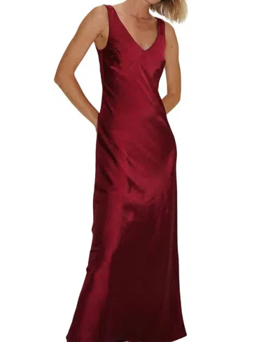Shop Lna Silky V-neck Dress In Lambrusco In Red