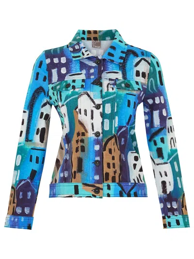 Shop Dolcezza Printed Jacket In Blue Print