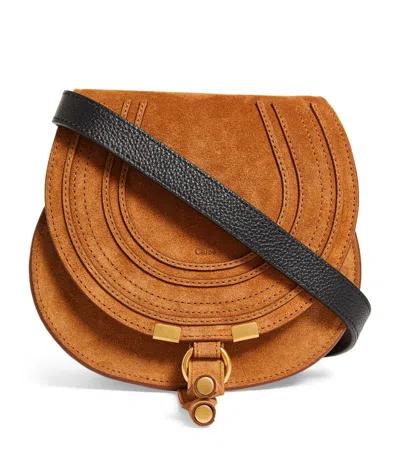 Shop Chloé Small Leather Marcie Saddle Bag In Brown