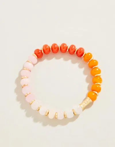 Shop Spartina 449 Women's Stretch Bracelet In Pink/orange In Silver