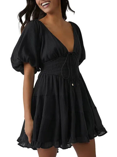 Shop Free People Womens Cotton Smocked Sundress In Black