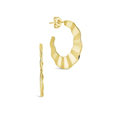 Shop Sterling Forever Alexia Crinkled Hoop Earrings In Gold