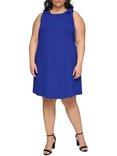 Shop Dkny Plus Womens Business Knee-length Sheath Dress In Blue