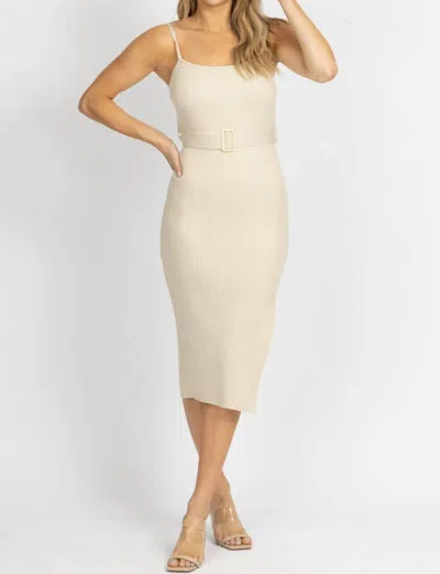 Shop Endless Blu. Belted Knit Midi Dress In Light Sand In Beige