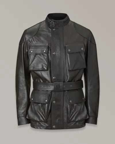 Shop Belstaff Trialmaster Motorcycle Jacket In Antique Black