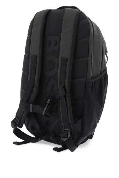 Shop Hugo Boss Boss Technical Fabric Coated Backpack In Black