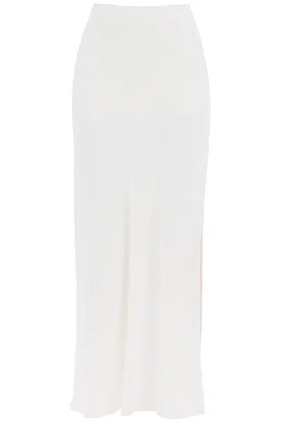 Shop Brunello Cucinelli Maxi Skirt With Fluid Bias In White