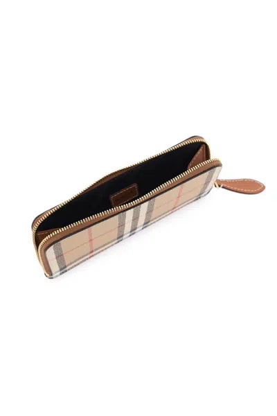 Shop Burberry Check Faux Leather Wallet In Multicolor