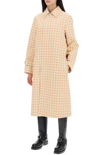 Shop Burberry Houndstooth Patterned Car Coat In Multicolor