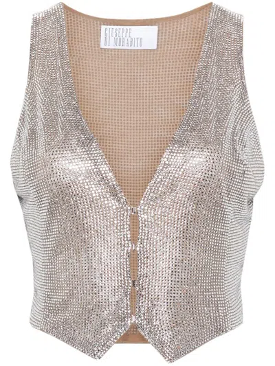 Shop Giuseppe Di Morabito Short Vest Embellished With Crystals In Multicolour