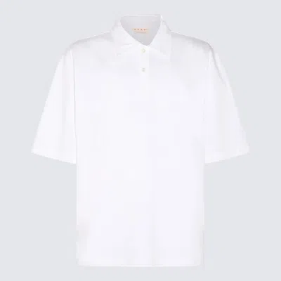 Shop Marni White Cotton Polo Shirt In Lily White