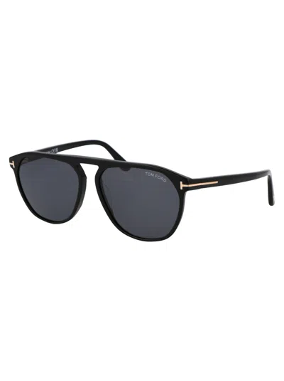 Shop Tom Ford Jasper-02 Sunglasses In 01a Nero Lucido / Fumo