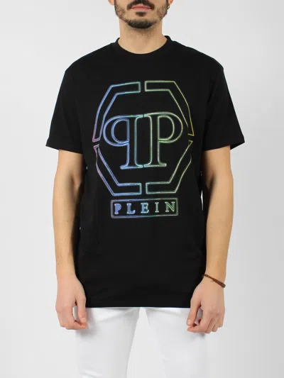 Shop Philipp Plein Embroidered Round Neck Ss Hexagon T-shirt