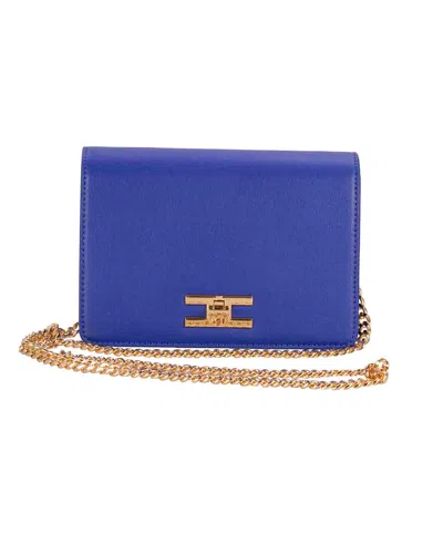 Shop Elisabetta Franchi Shoulder Bag In Blue Indaco